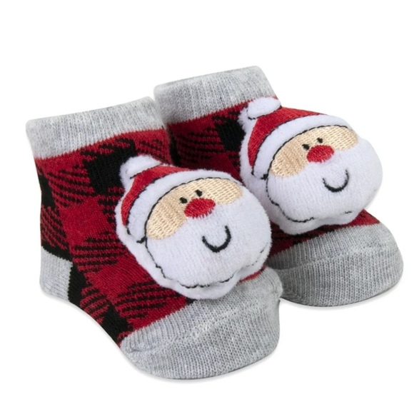 🧑‍🎄Baby Essentials My First Christmas Hat/Socks Set 0-6 Mo Buffalo Plaid🧑‍🎄 - Picture 3 of 6